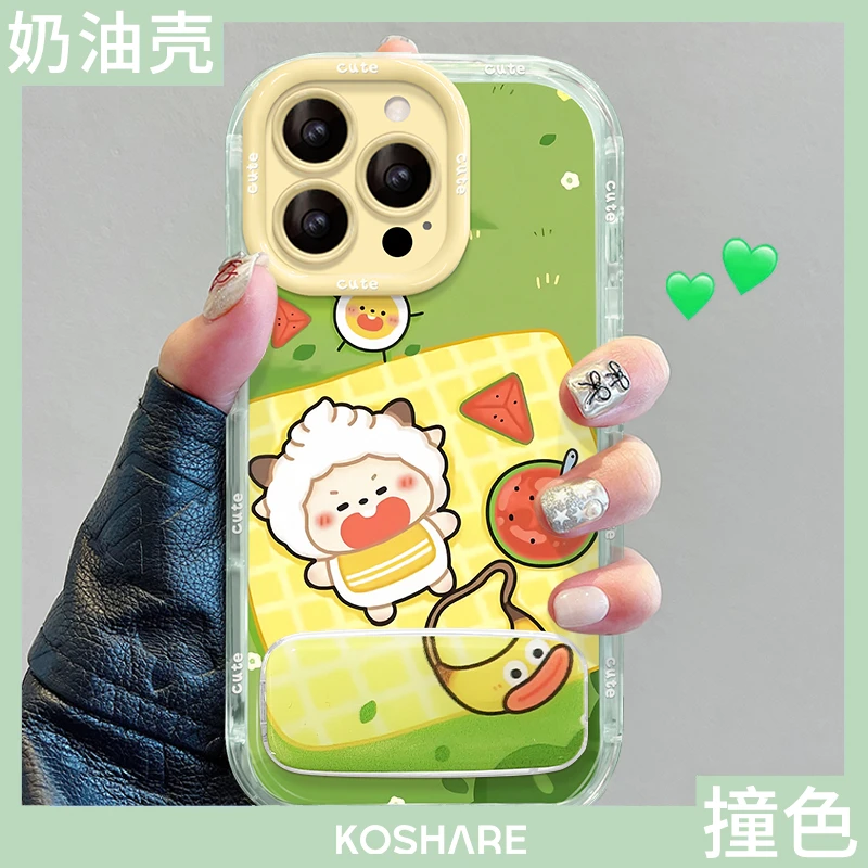 懒洋洋吃西瓜适用于苹果15透明iPhone16promax果冻奶油肤感手机壳