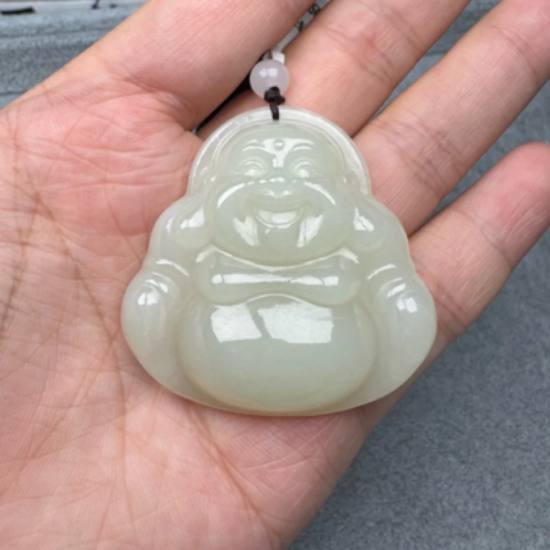 天然和田玉佛公吊坠45*44.7*11.6