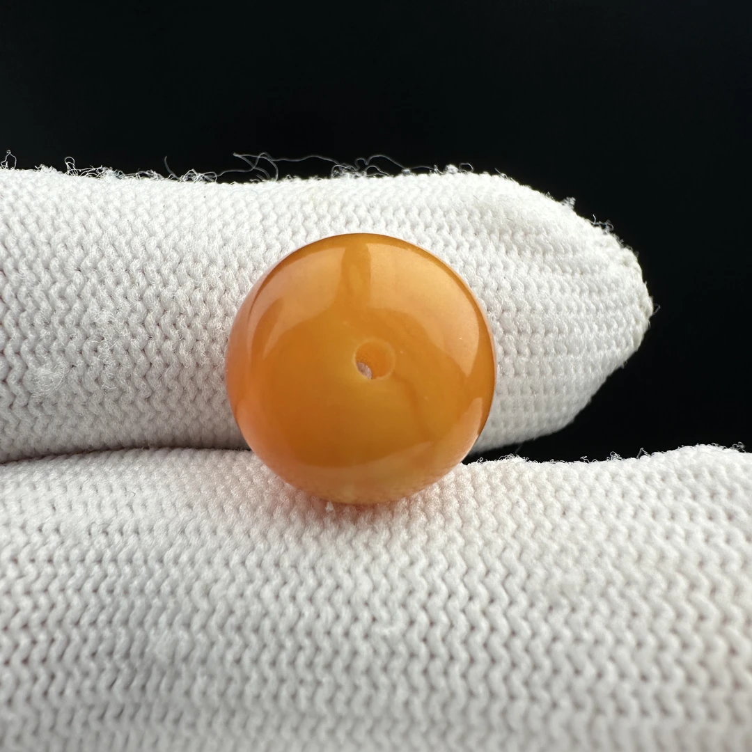 K1310天然原矿蜜蜡 鸡油红扣子13.4*9.6mm支持复检假一罚十