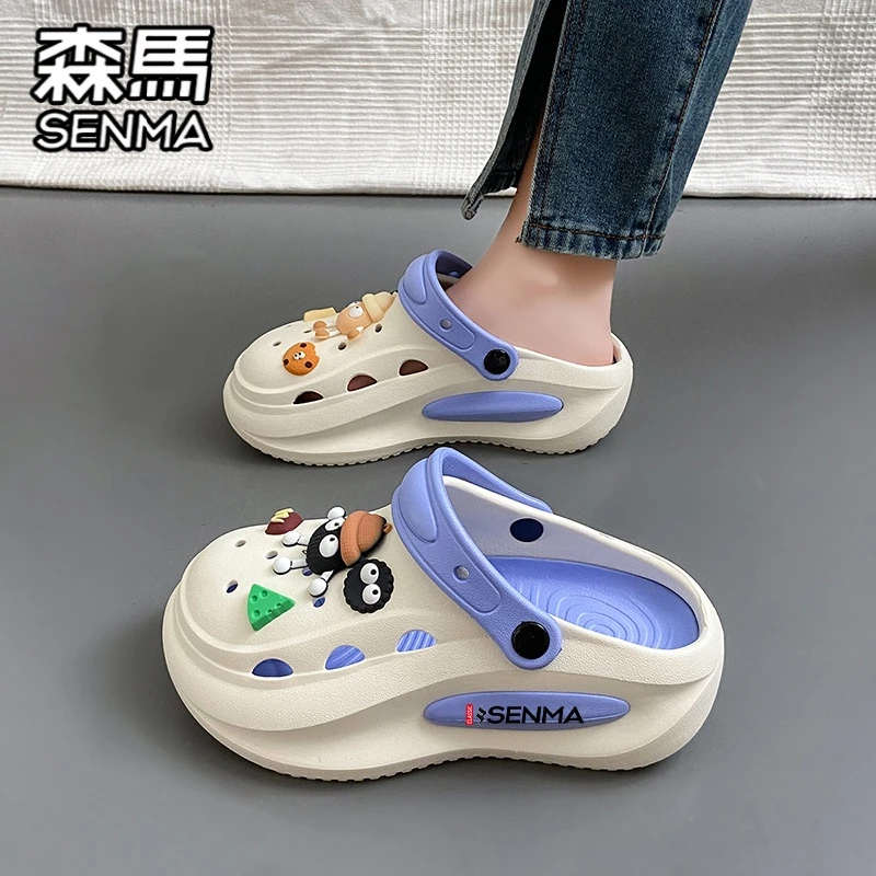 森马洞洞鞋女夏季外穿厚底踩屎感包头拖鞋户外运动防滑防臭沙滩鞋