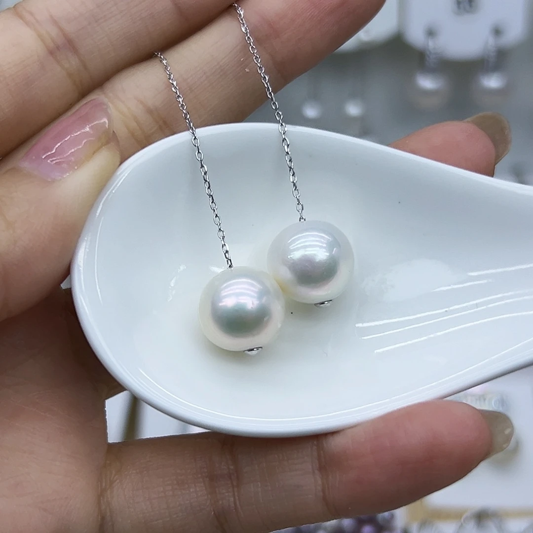 银S925镶嵌耳钉淡水珍珠