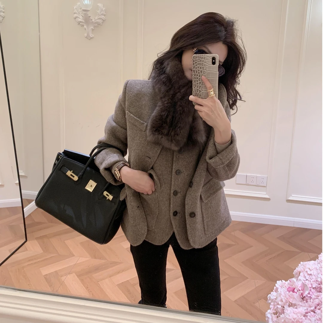 20秋冬新款韩系交织时髦精立领夹克街头复古外套马甲打底衫裤子