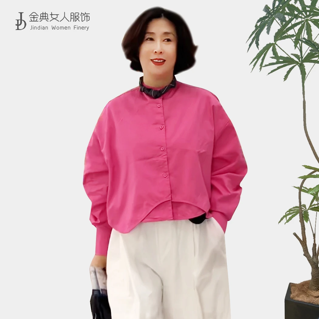 【金典女人服饰】慵懒风立领单排扣棉质短外套  秋季长袖女开衫2196