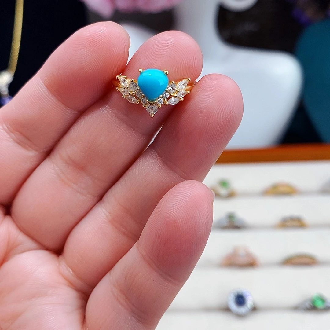 绿松石戒指银S925镶嵌