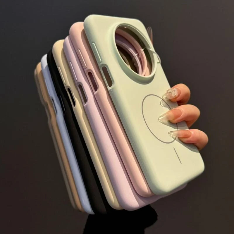 简约纯色液态硅胶磁吸适用华为mate60pro新款Pura70防摔mate70软