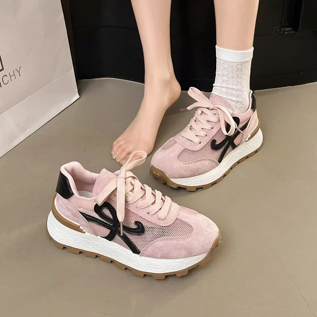 K200新款系带镂空圆头舒适百搭软底网面透气休闲阿甘鞋仓