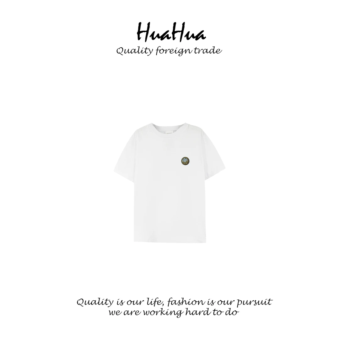 HUATN 【男女同款】100%棉 短袖T恤运动上衣刺绣半袖 DPKR5SD117