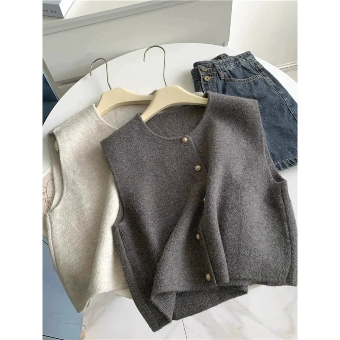 马甲背心宽松大码针织衫百搭套头时尚新款薄款打底休闲