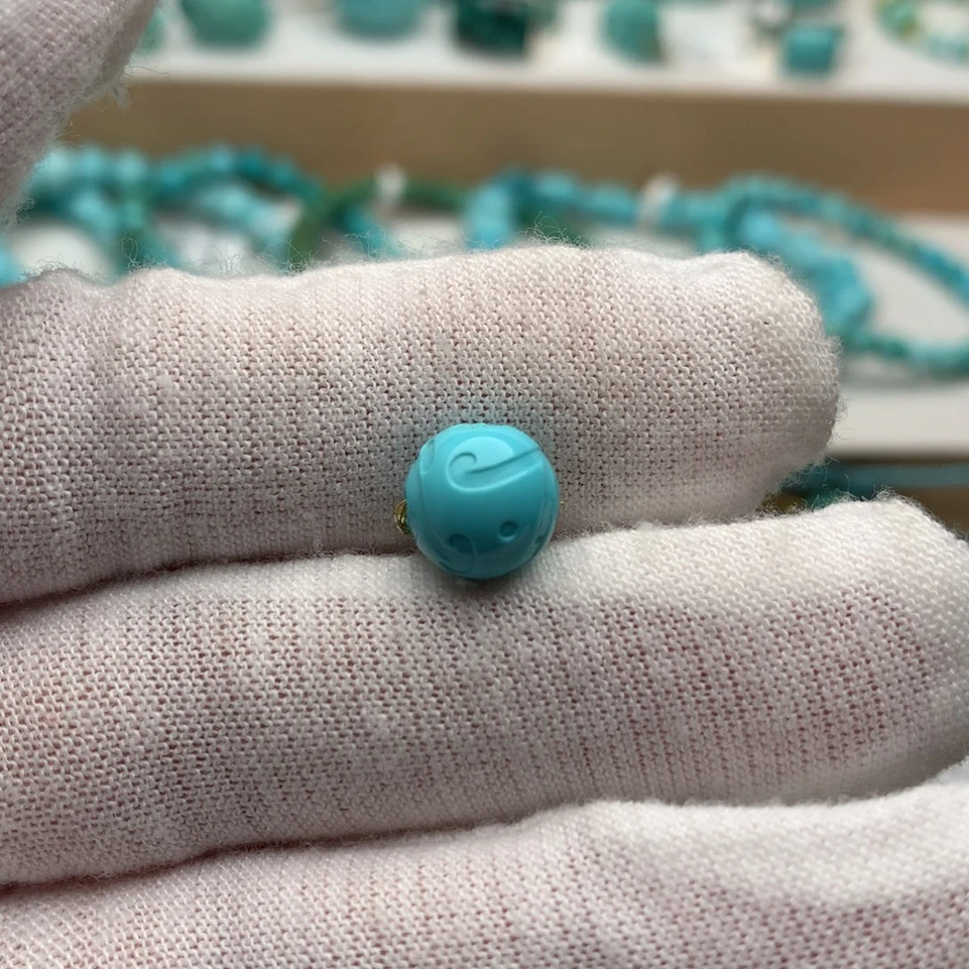 绿松石未镶嵌珠宝奇石博古圆珠