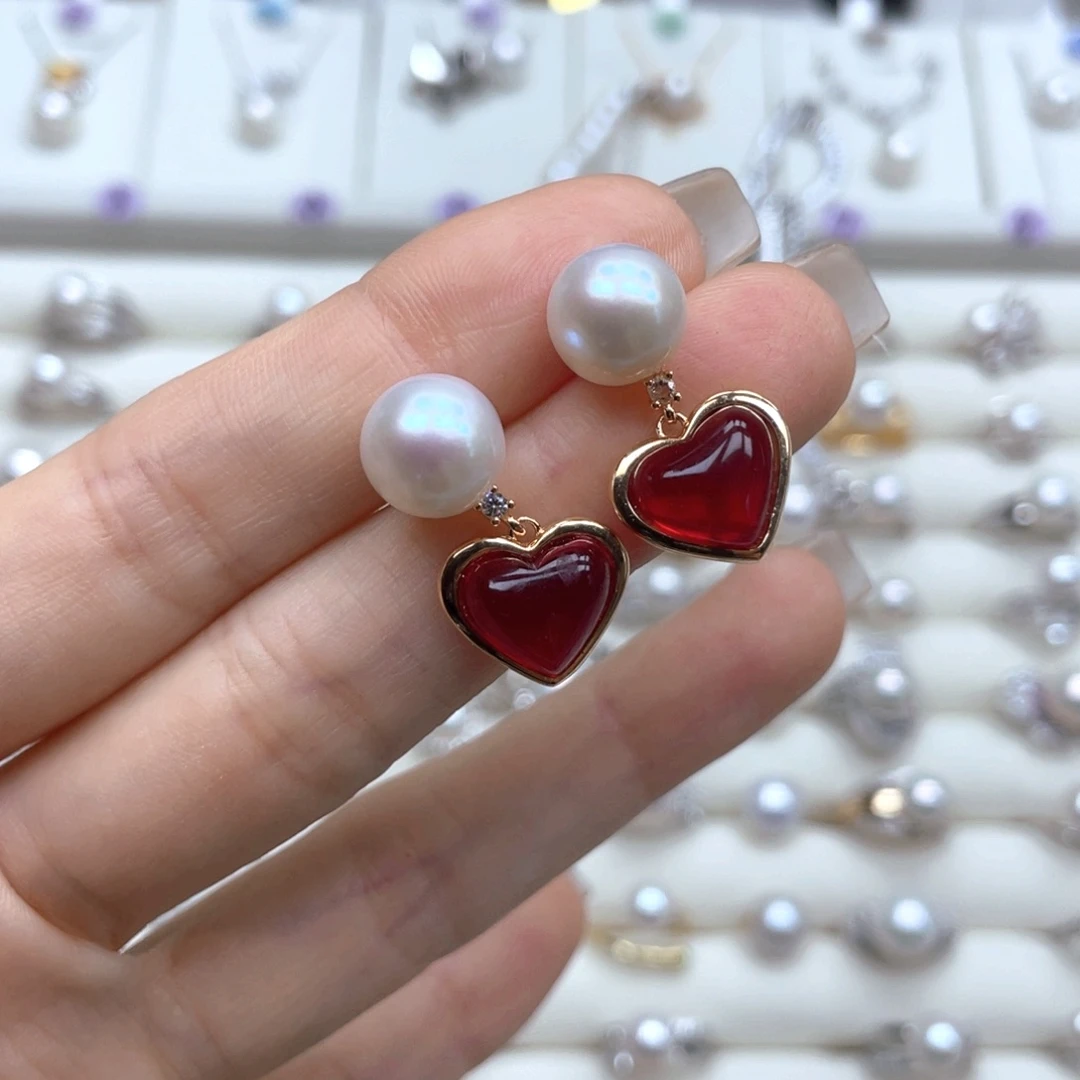 银S925镶嵌淡水珍珠耳饰