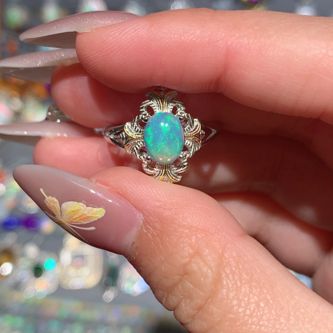 欧泊欧泊戒指y银S925镶嵌