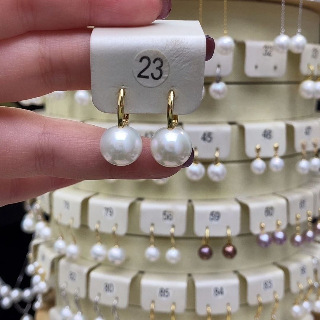 淡水珍珠耳饰银S925镶嵌