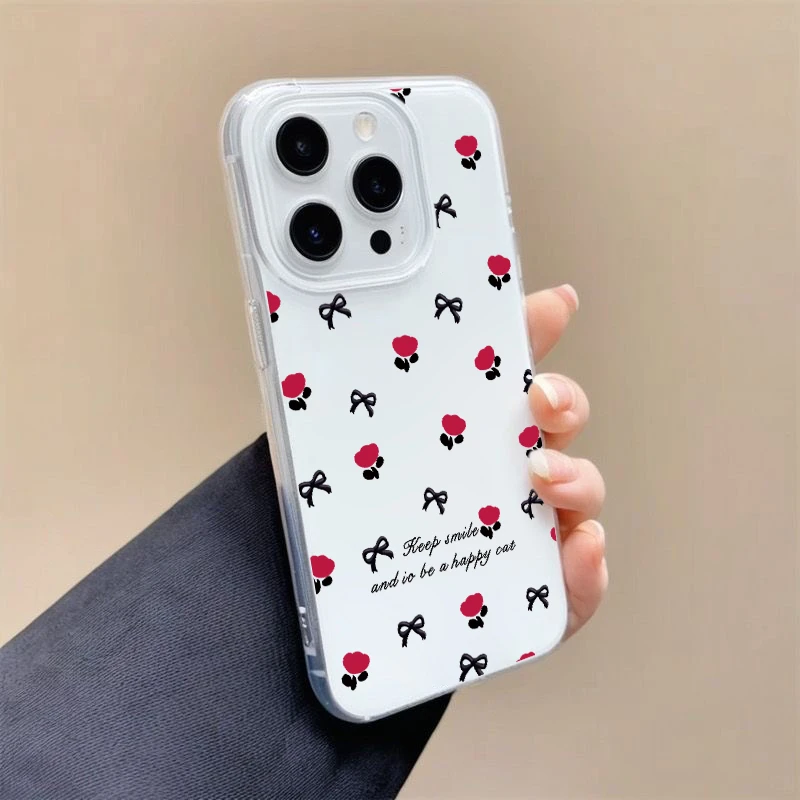 玫瑰花蝴蝶结IMD手机壳适用苹果华为vivo小米oppo女款iphone16/15