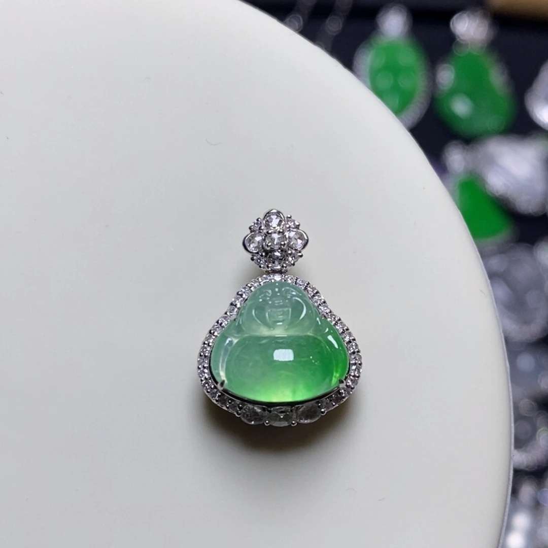 翡翠18K金镶嵌吊坠(不含链)佛