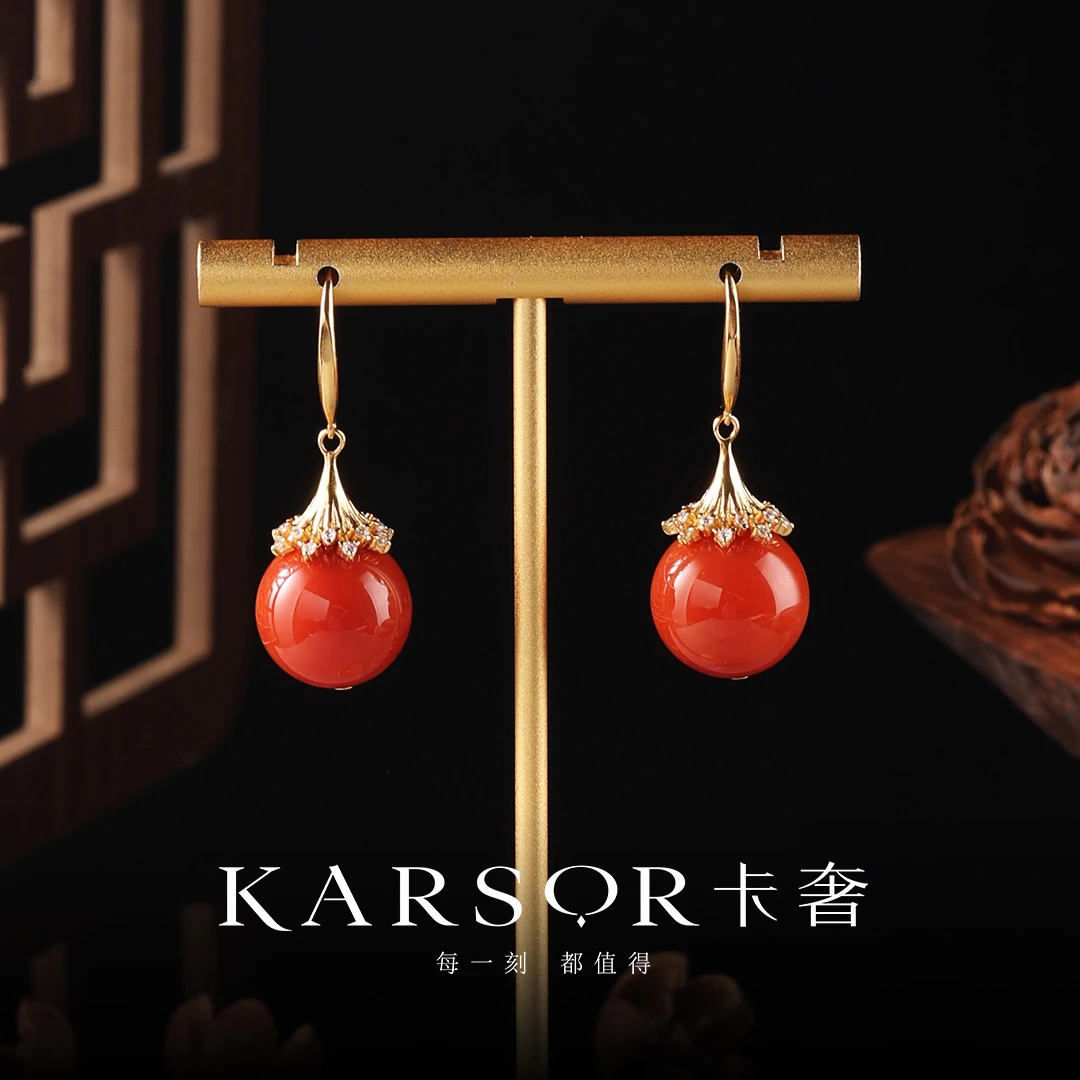 KARSOR/卡奢S925银 南红耳饰 ES1428