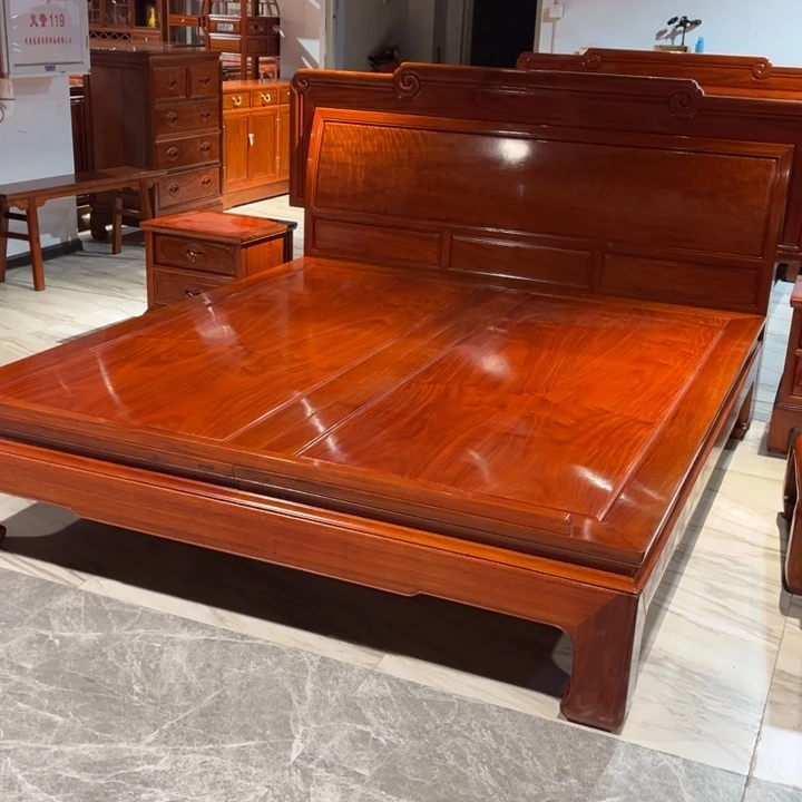 云***锦端景台紫檀木类缅花高低床