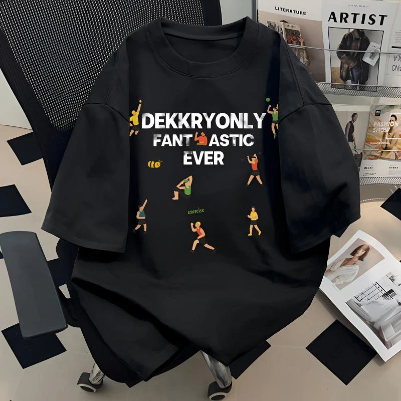 jtrt纯棉美式短袖T恤男女夏季2025新款宽松百搭休闲圆领情侣上衣