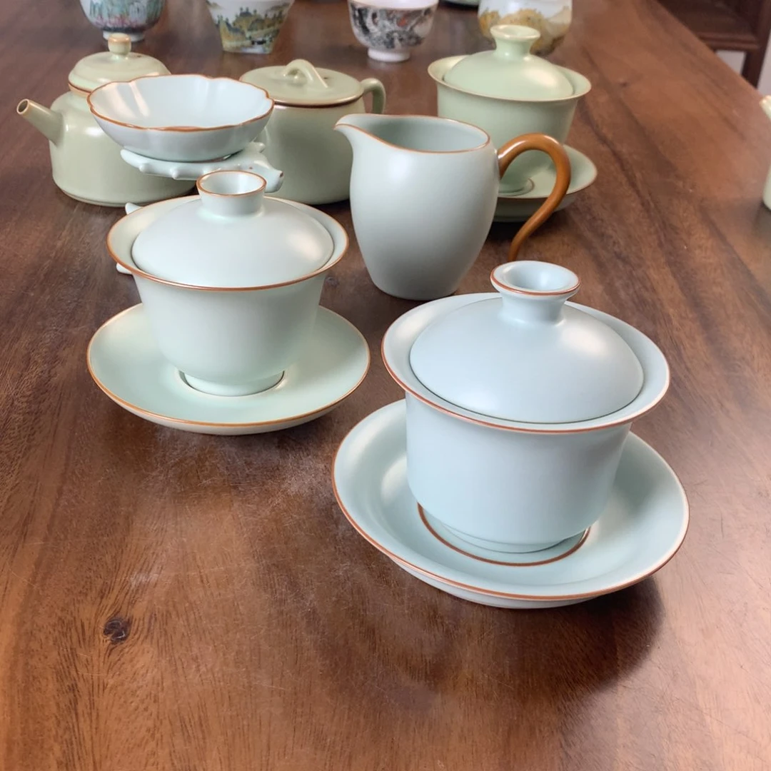 A***n仙南汝窑天青马体盖碗送微瑕