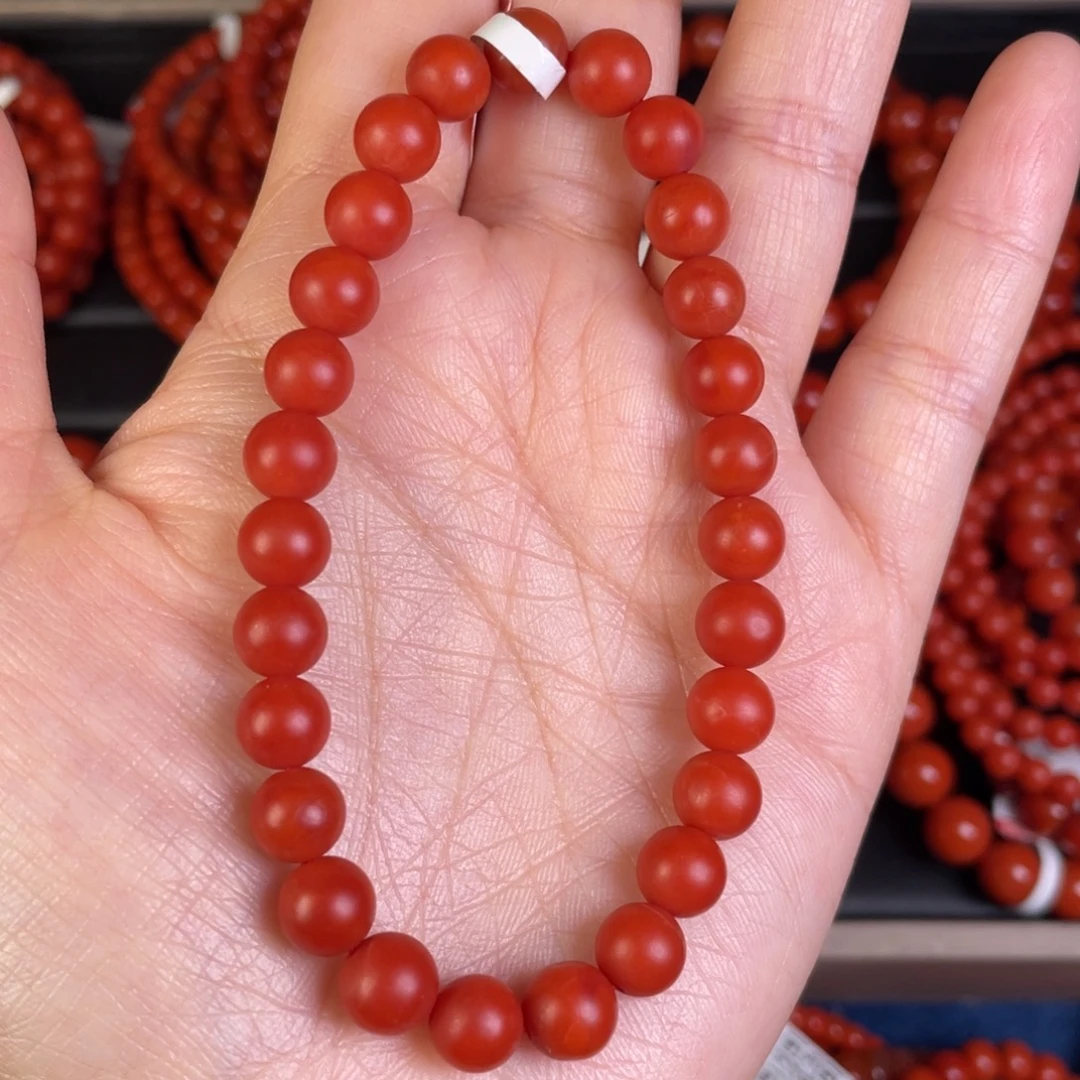 南红玛瑙未镶嵌手链满肉满色花