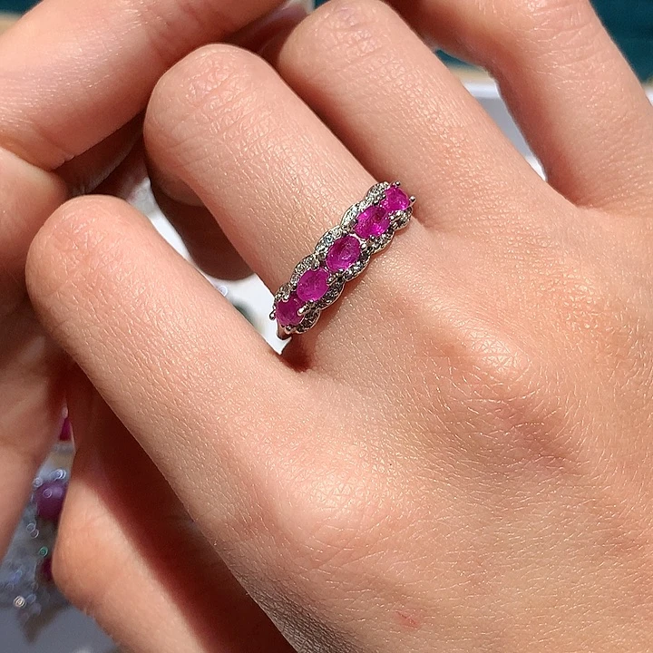 红宝石银S925镶嵌戒指