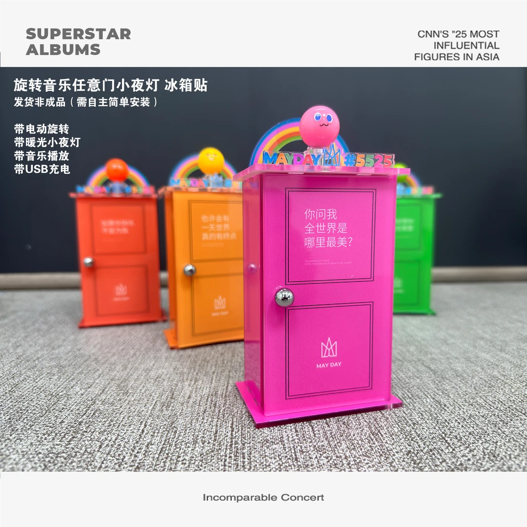 五月天任意门唱歌冰箱贴摆件头部小球可旋转亚克力创意摆件可录音