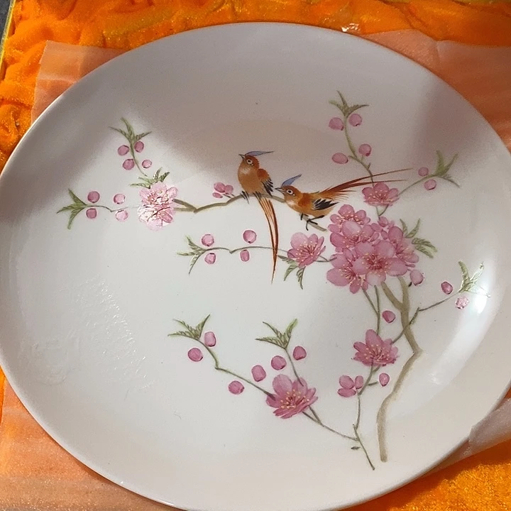 摆件手工手绘喜鹊枝头桃花
