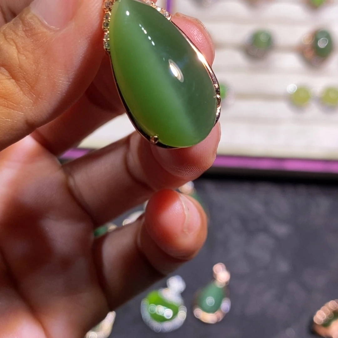 和田玉（碧玉）银S925镶嵌颈饰