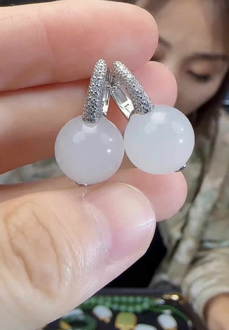 和田玉耳饰 s925银