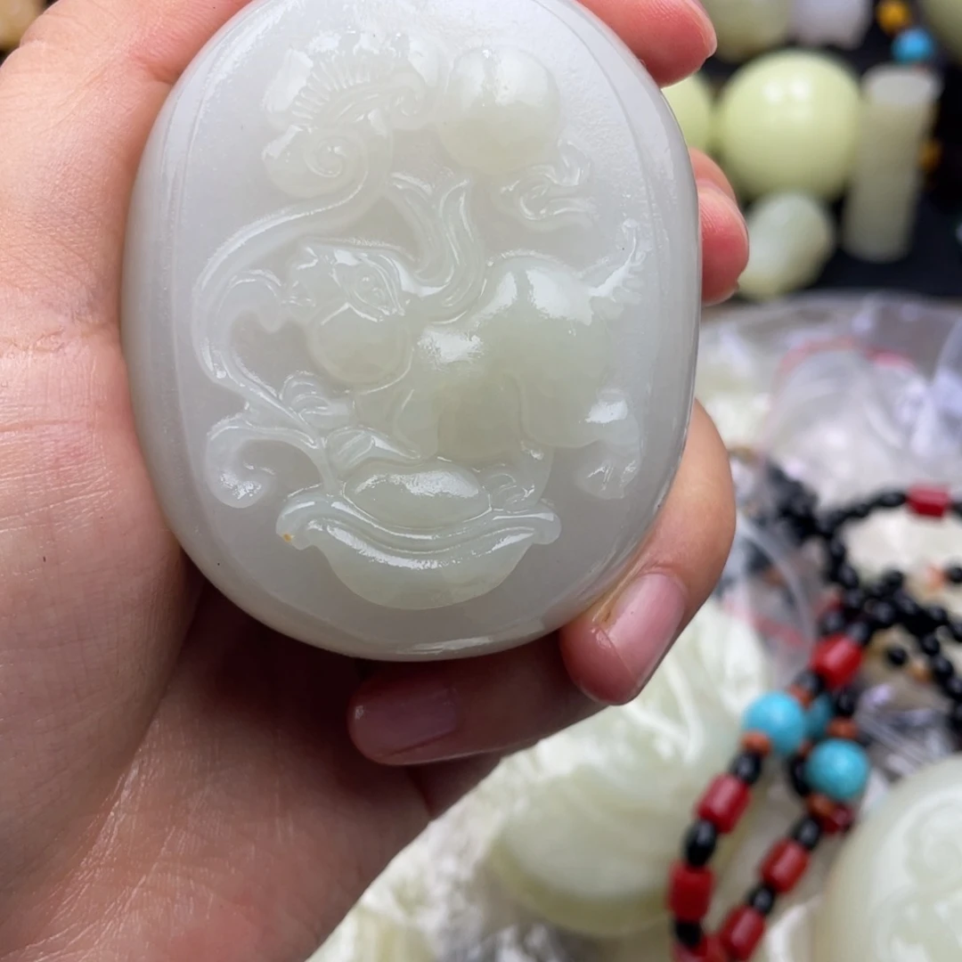 石材@****?天然古青石手把件