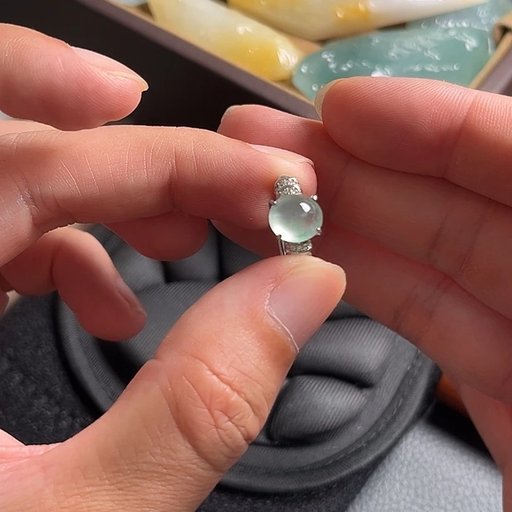 翡翠银S925镶嵌戒指缅甸A货翡翠