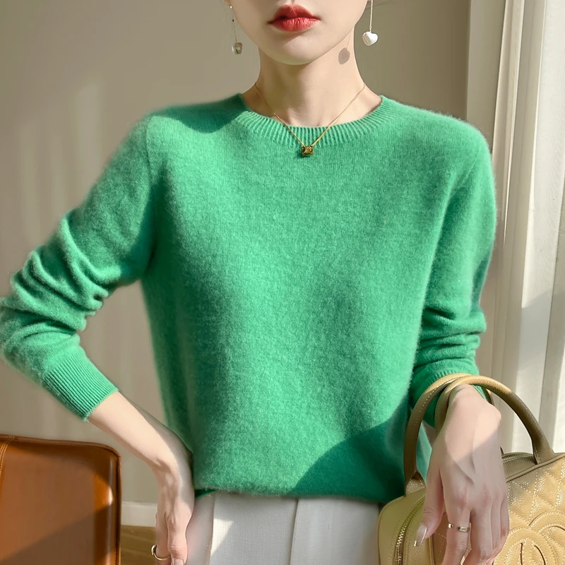 2024年秋季毛针织衫秋冬针织衫薄款纯色套头圆领气质网红百搭羊绒