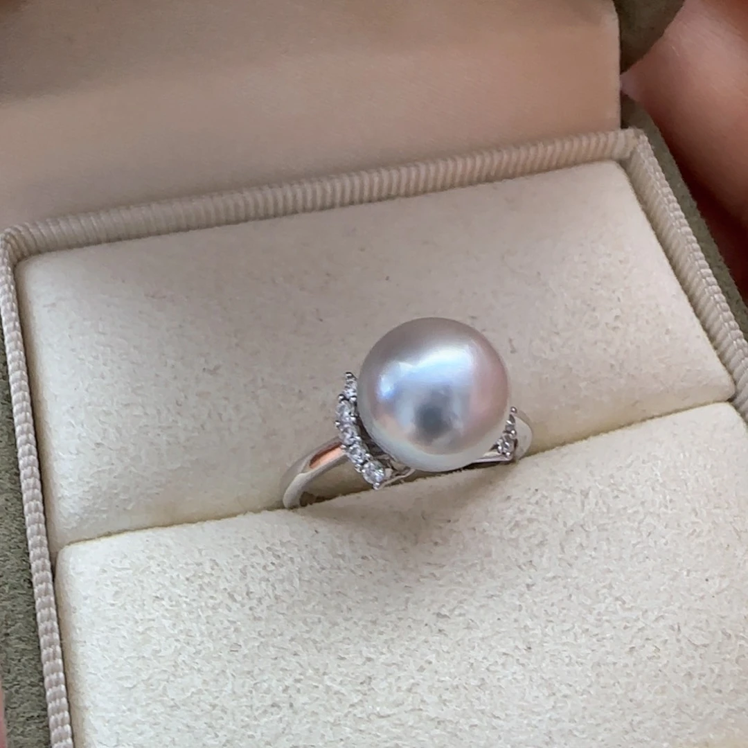 海水珍珠戒圈银S925镶嵌