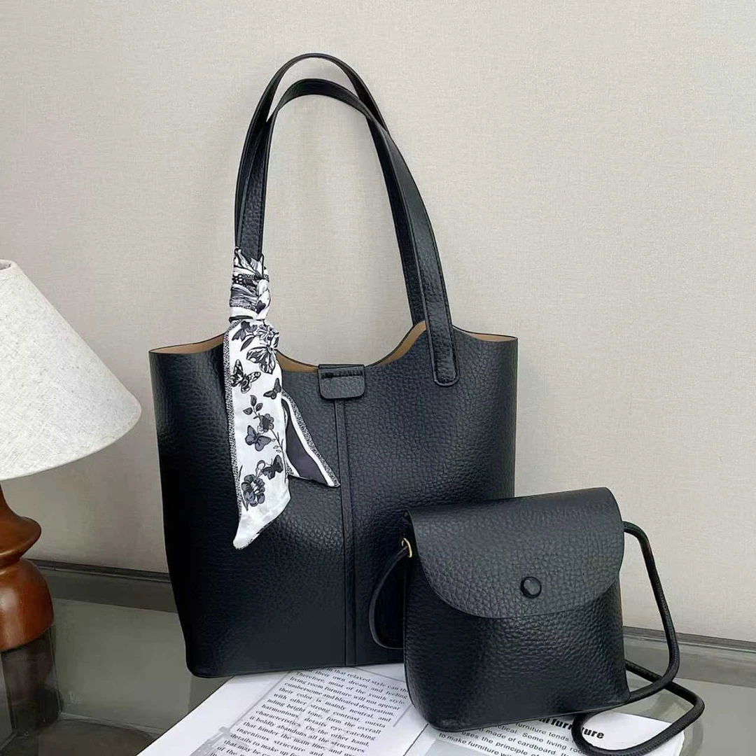 【镇店之宝】丝巾随机子母包新款轻奢百搭高级感气质女士包222黑