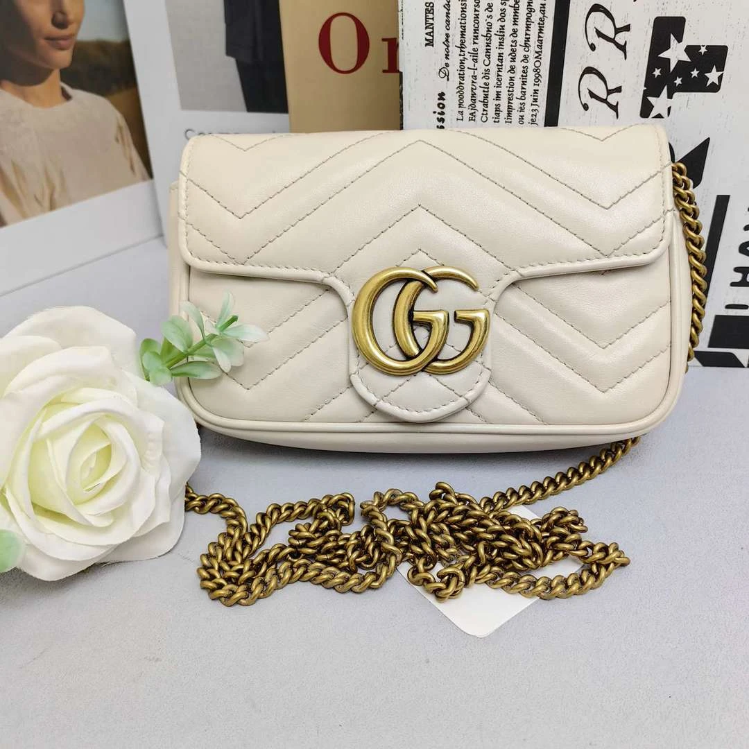 95新  GUCCI/古驰白金马蒙mini新款无龙虾扣 单肩包 12388087
