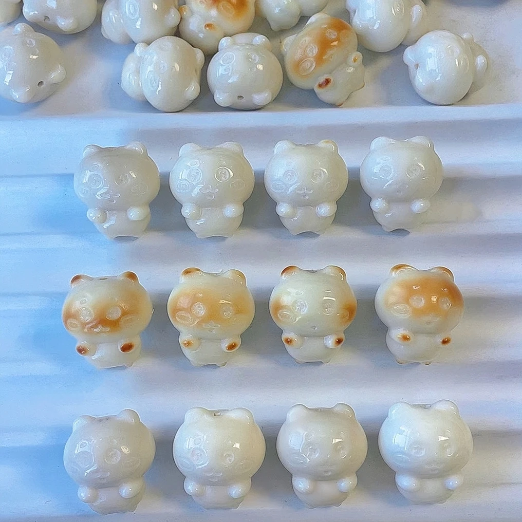 天然象牙果雕刻款小八配饰大头猫猫DIY-单圈/手持文玩好物-通货