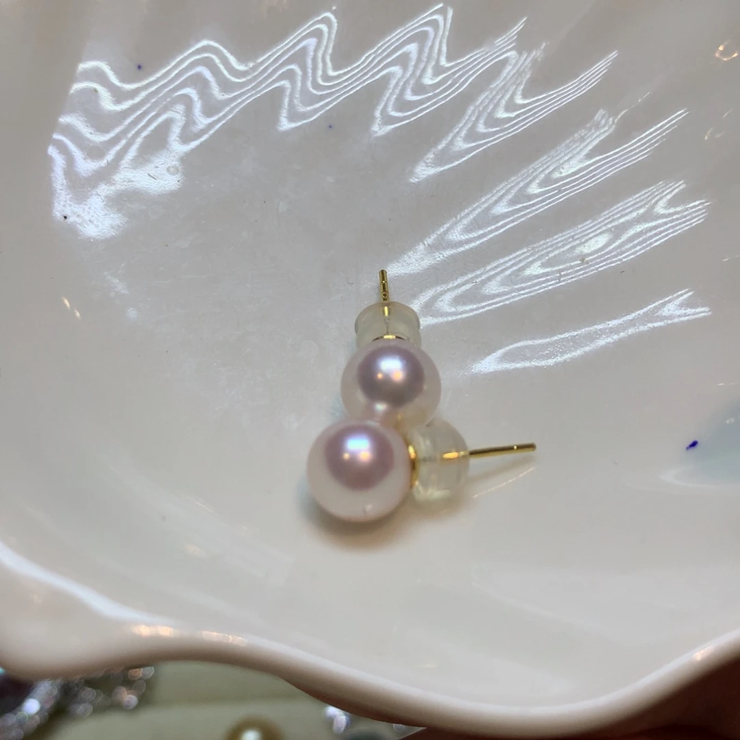 海水珍珠耳饰银S925镶嵌