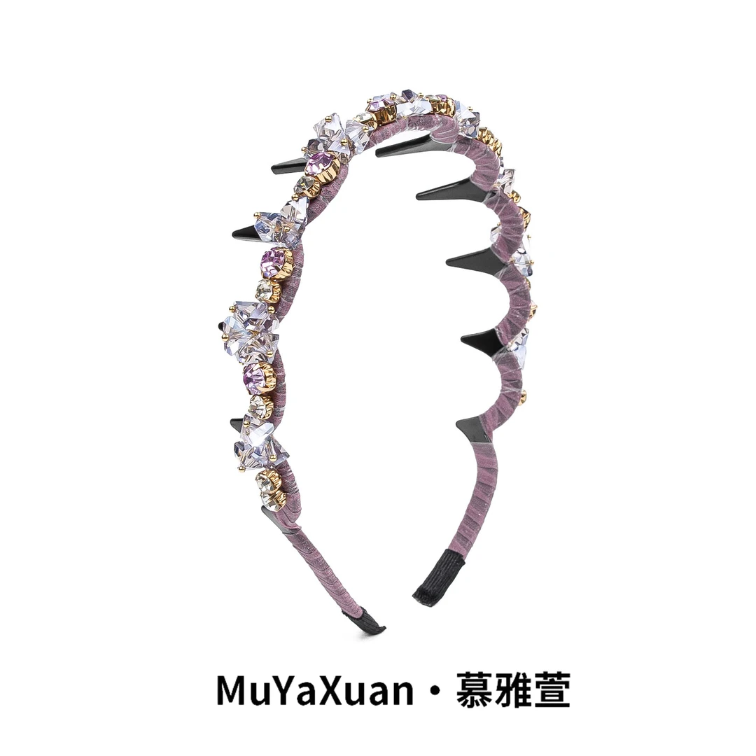 慕雅萱发箍轻奢满钻高颅顶齿梳头箍百搭碎发压发发卡发饰MY210