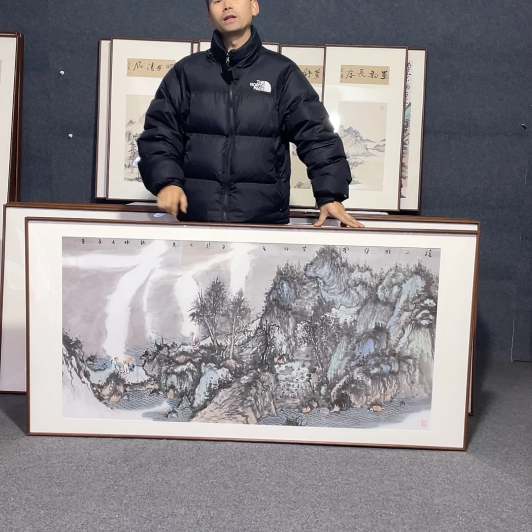 国画手绘画作品带框