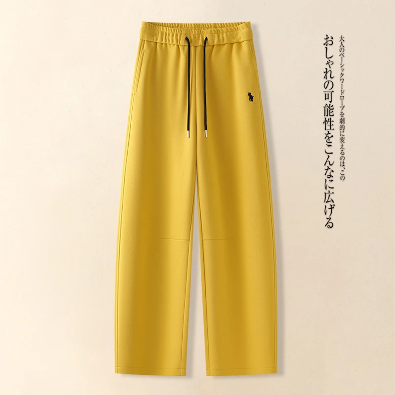 2025春季新款韩版安可拉红弯刀裤女松紧高腰显瘦纯色百搭休闲裤潮