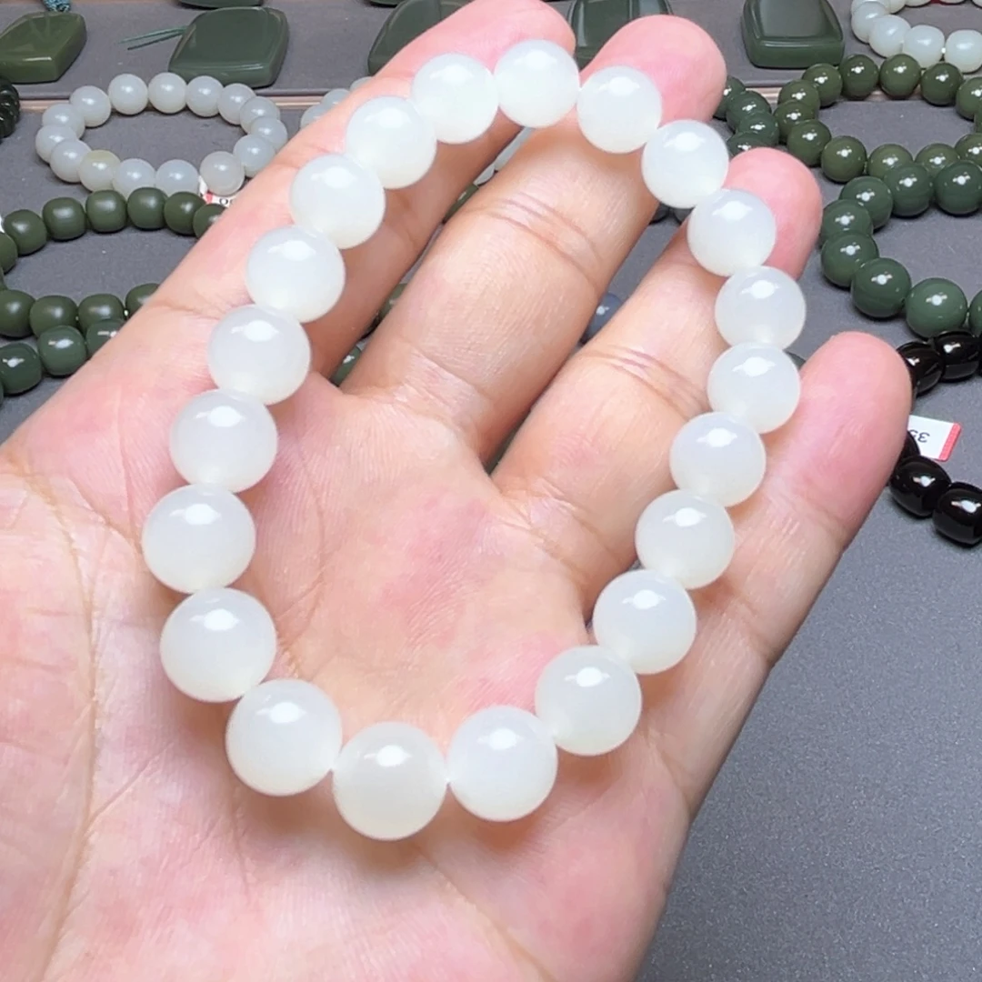 和田玉未镶嵌手链青海白玉卡10