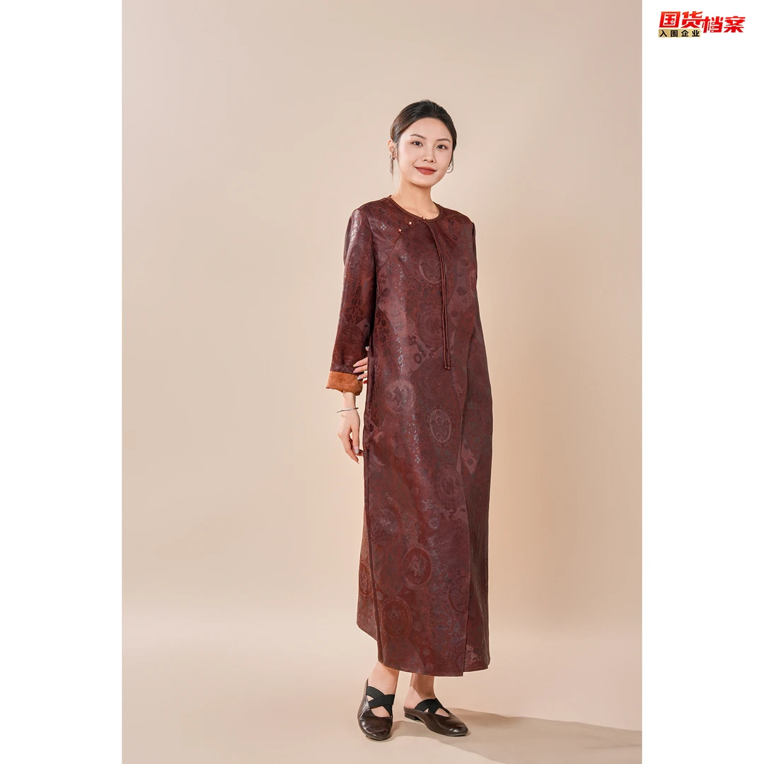 【万象有衣】妙法莲华-高端原创设计师款香云纱连衣裙-7408