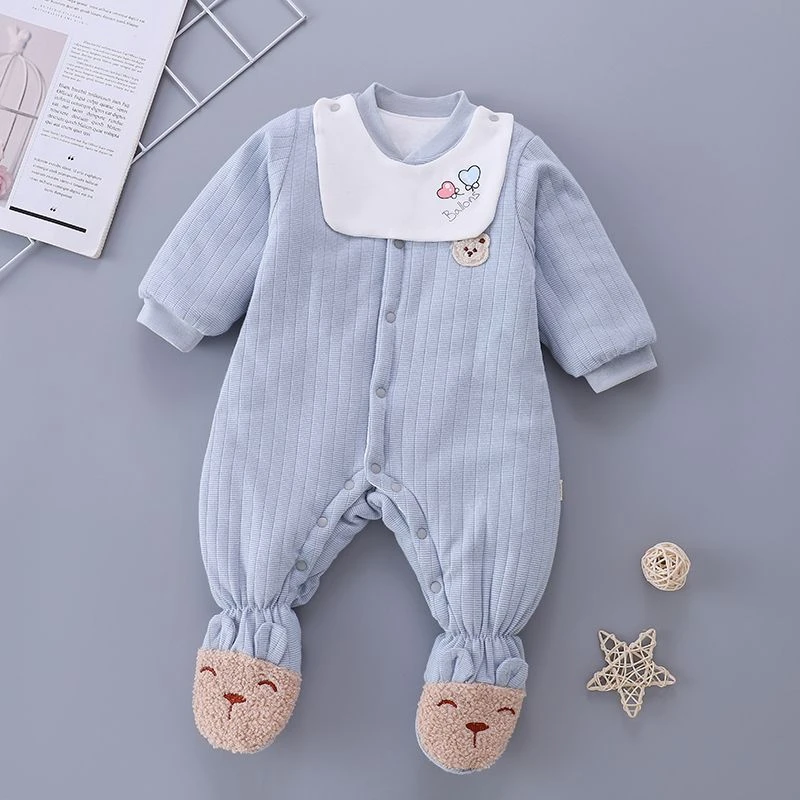 当睡袋穿新生儿连脚棉衣120克薄棉无骨婴儿满月宝宝包脚带鞋