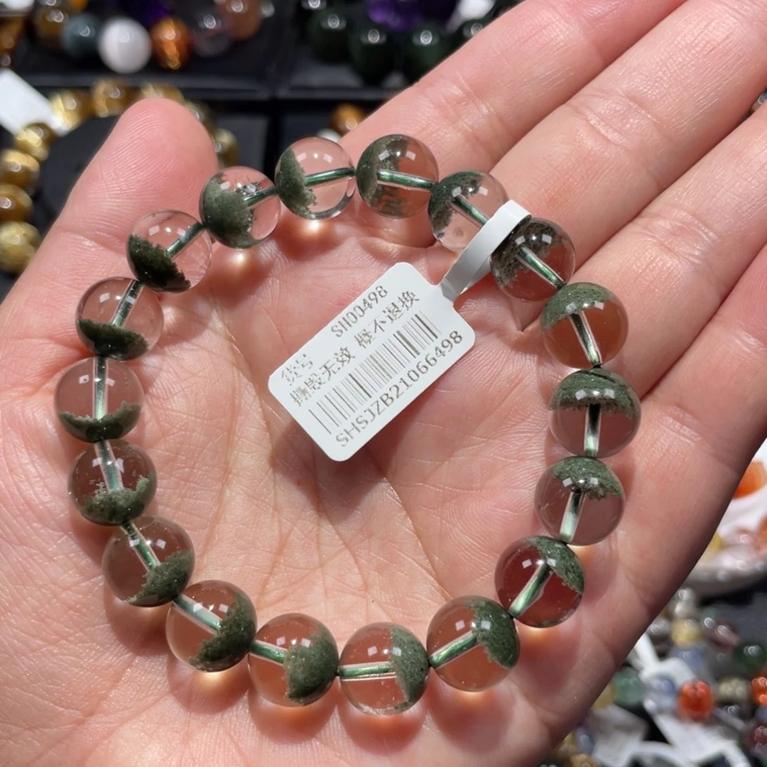 水晶未镶嵌手链绿幽灵聚宝盆11mm左右