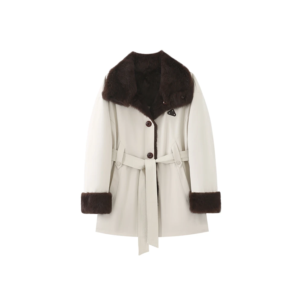 冬季时尚双面穿复古时髦感翻领加厚外套232