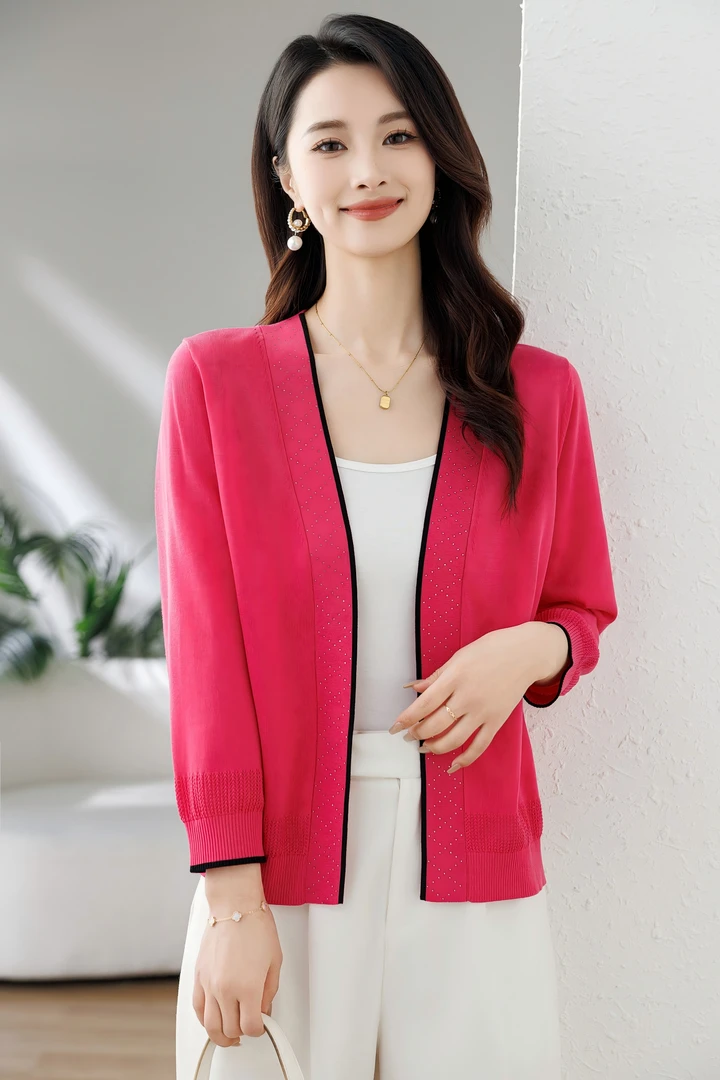 9110款天丝烫钻针织开衫