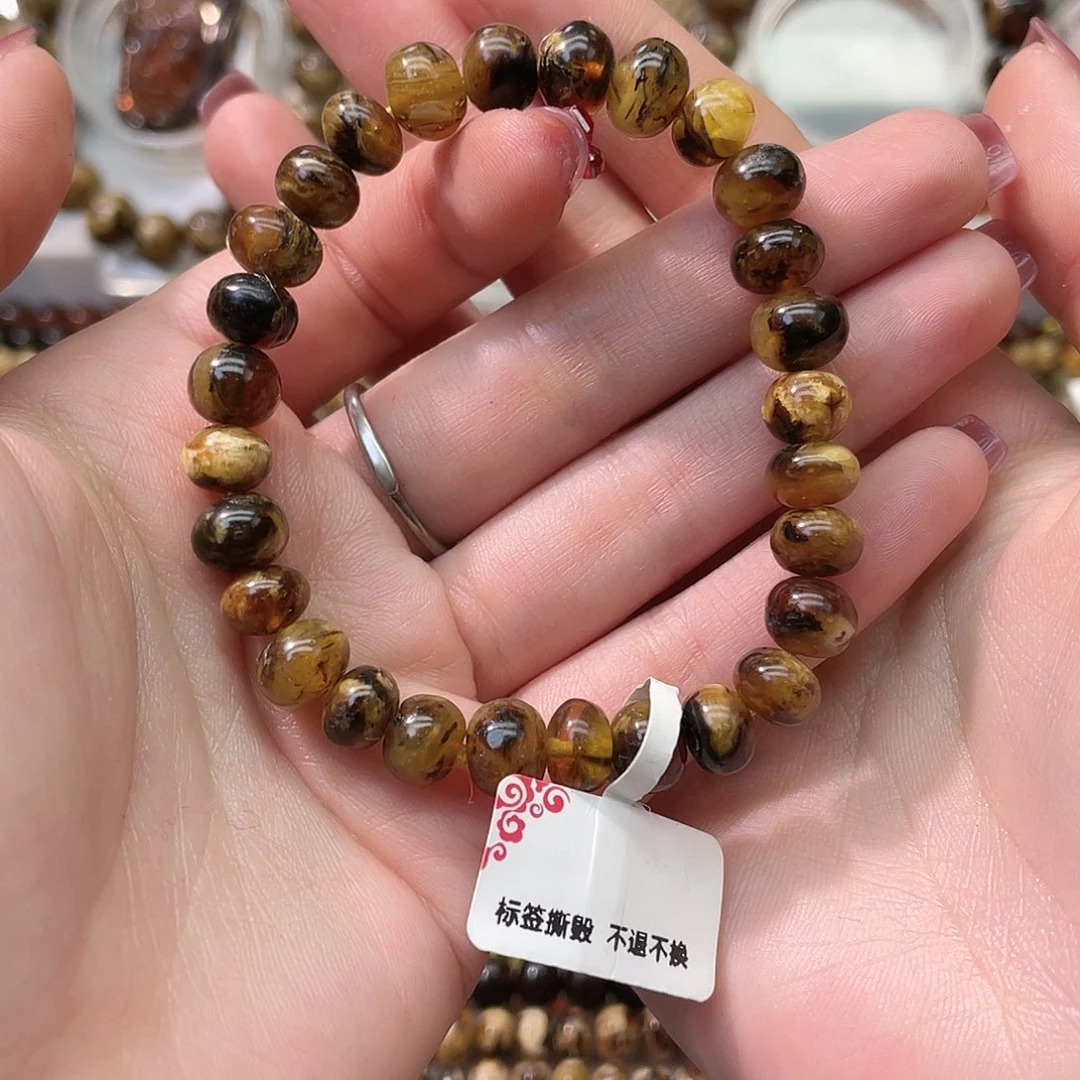 琥珀未镶嵌裸石抚顺琥珀8花腊