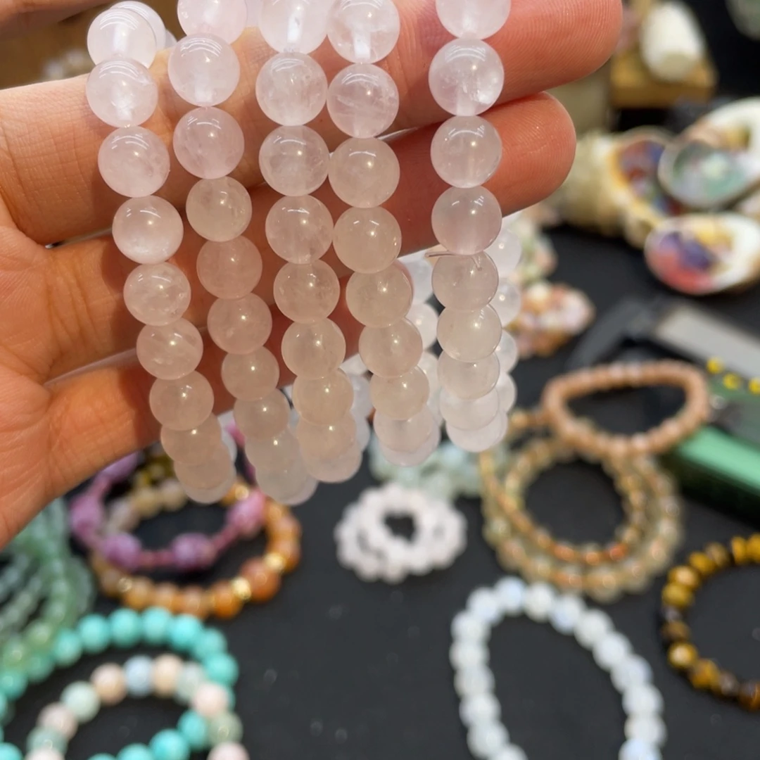 水晶未镶嵌手链纯天然粉水晶
