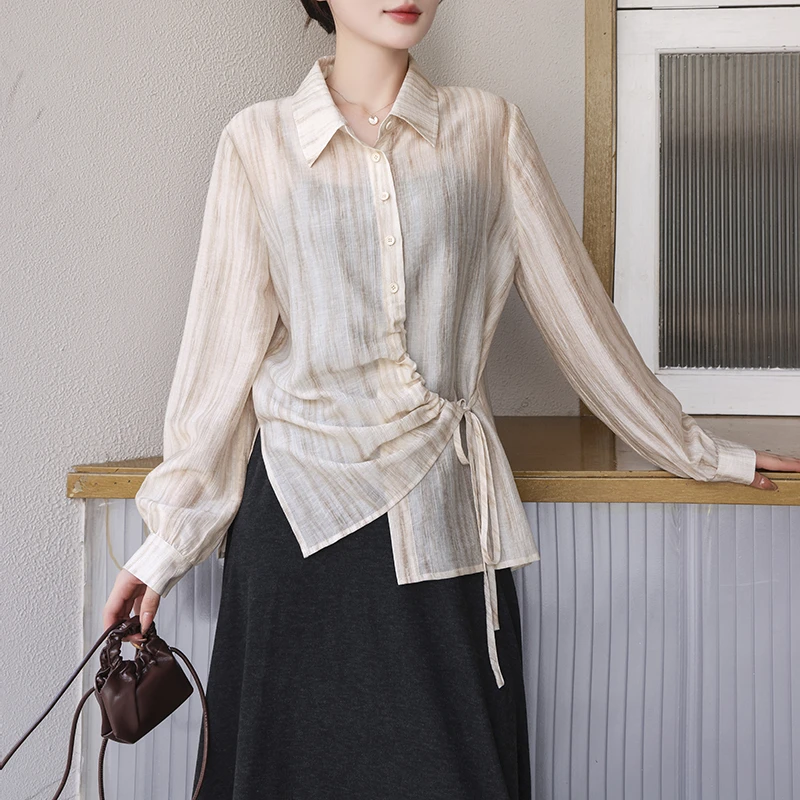 设计感休闲百搭衬衫春季法式气质宽松显瘦上衣女5235-C095