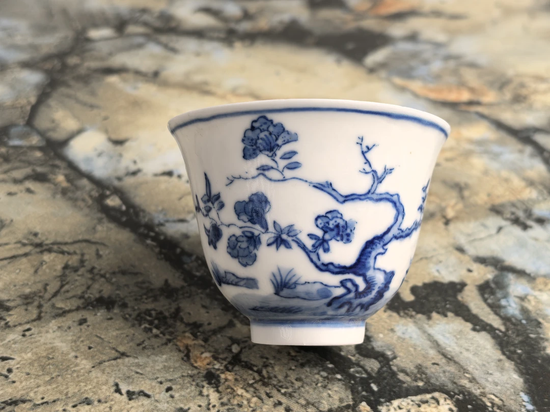 老龙窑青花若深珍藏十二月花神杯五月石榴花露色珠帘映香风粉壁遮