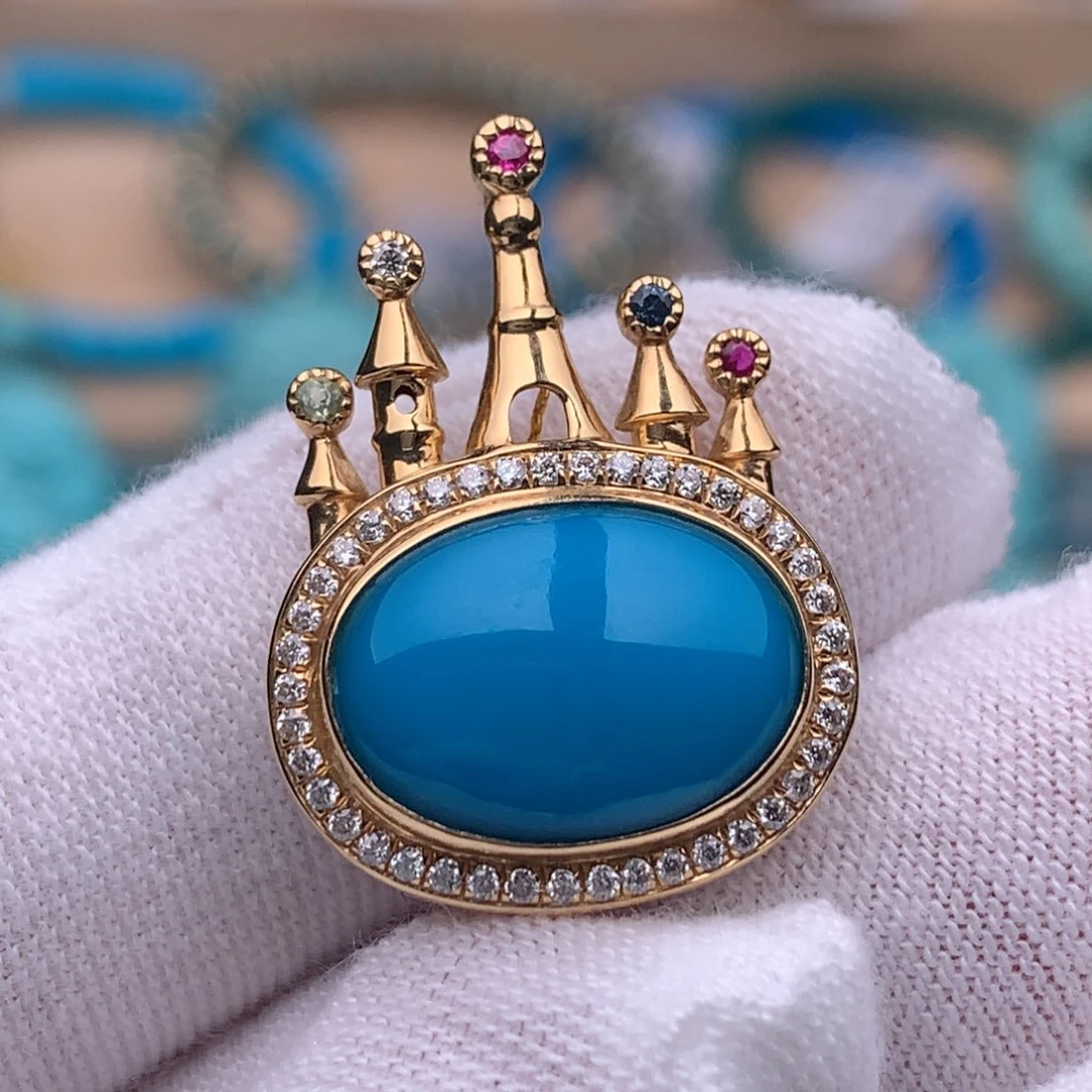 绿松石18K金镶嵌珠宝奇石